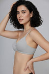 Zivame Padded Non Wired Medium Coverage Tshirt Bra - Grey Melange — thumbnail 4